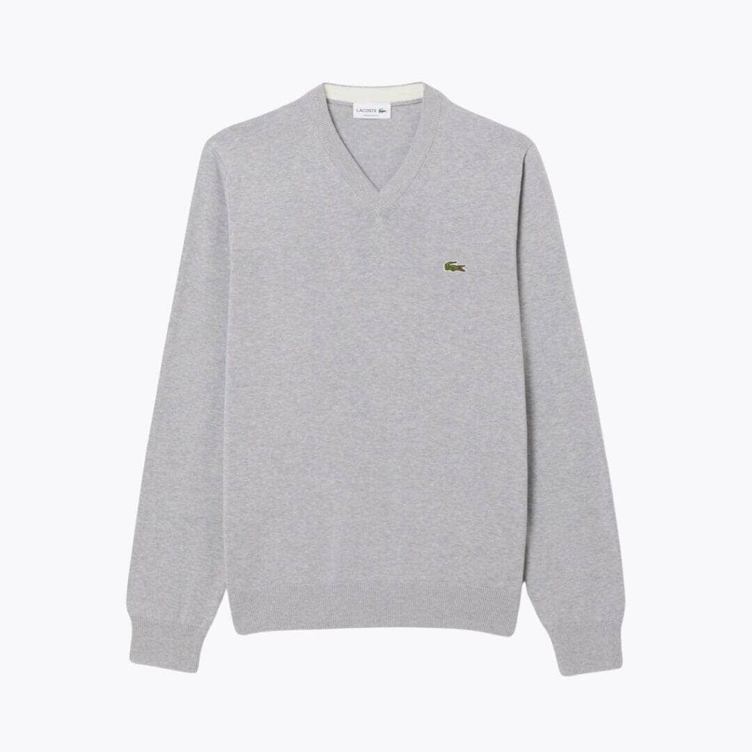 Lacoste Monochrome Cotton V-Neck Sweater