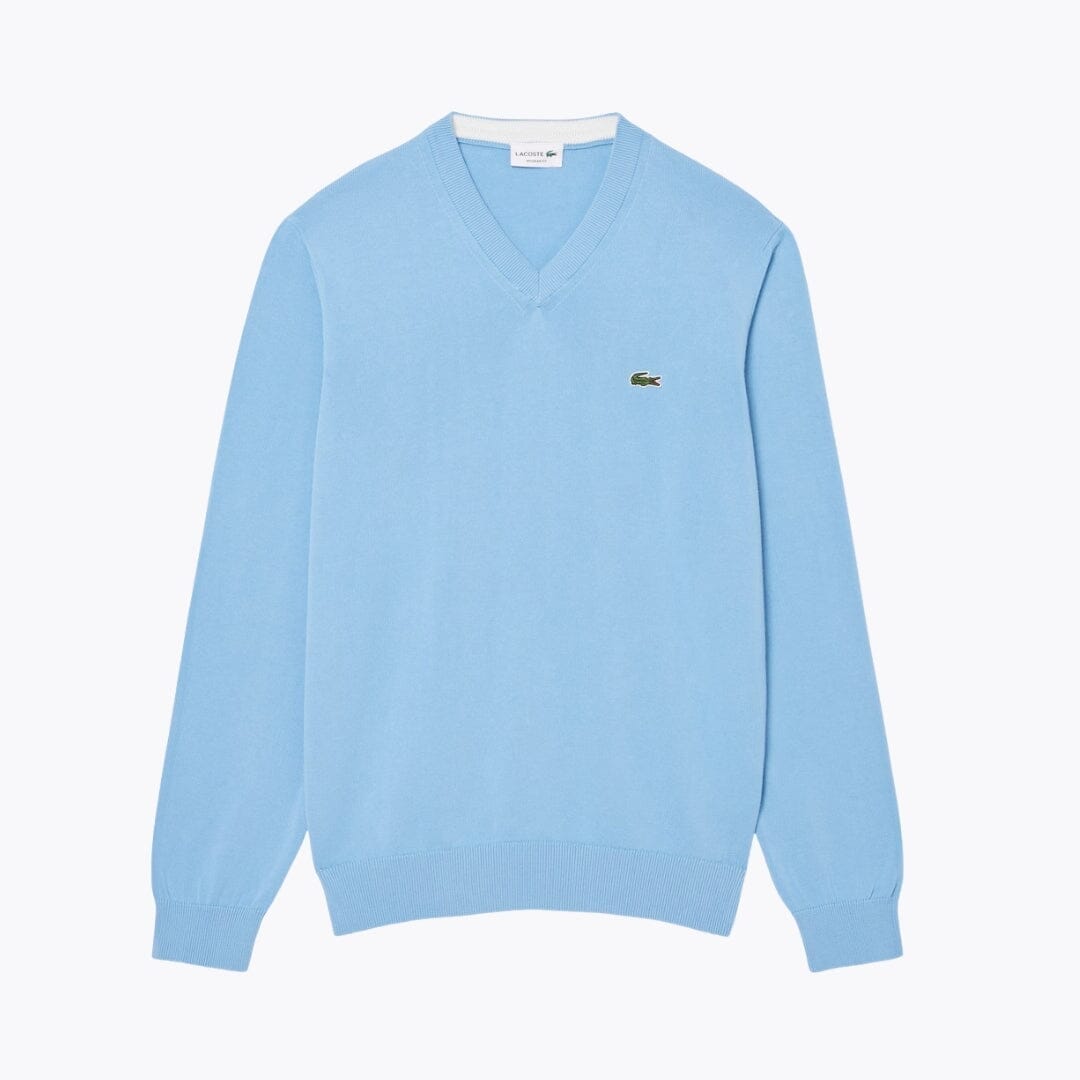 Lacoste Monochrome Cotton V-Neck Sweater