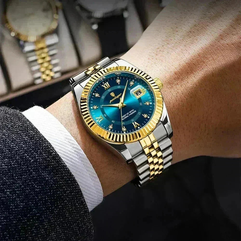 Poedagar Goldenstar – 40Mm Watch | Waterproof | Stainless Steel