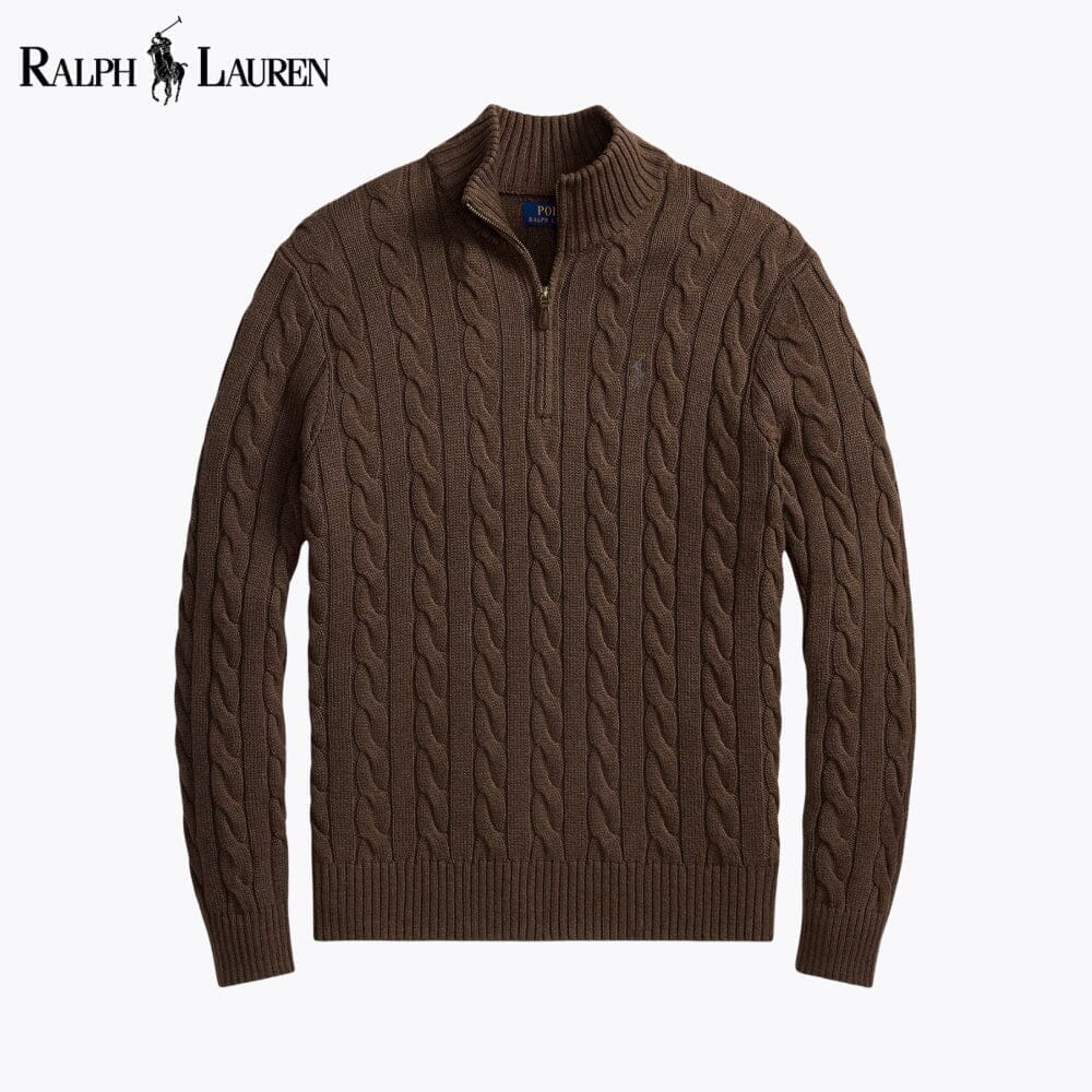 Ralph Lauren Chunky Cable-Knit Cotton Quarter-Zip Sweater