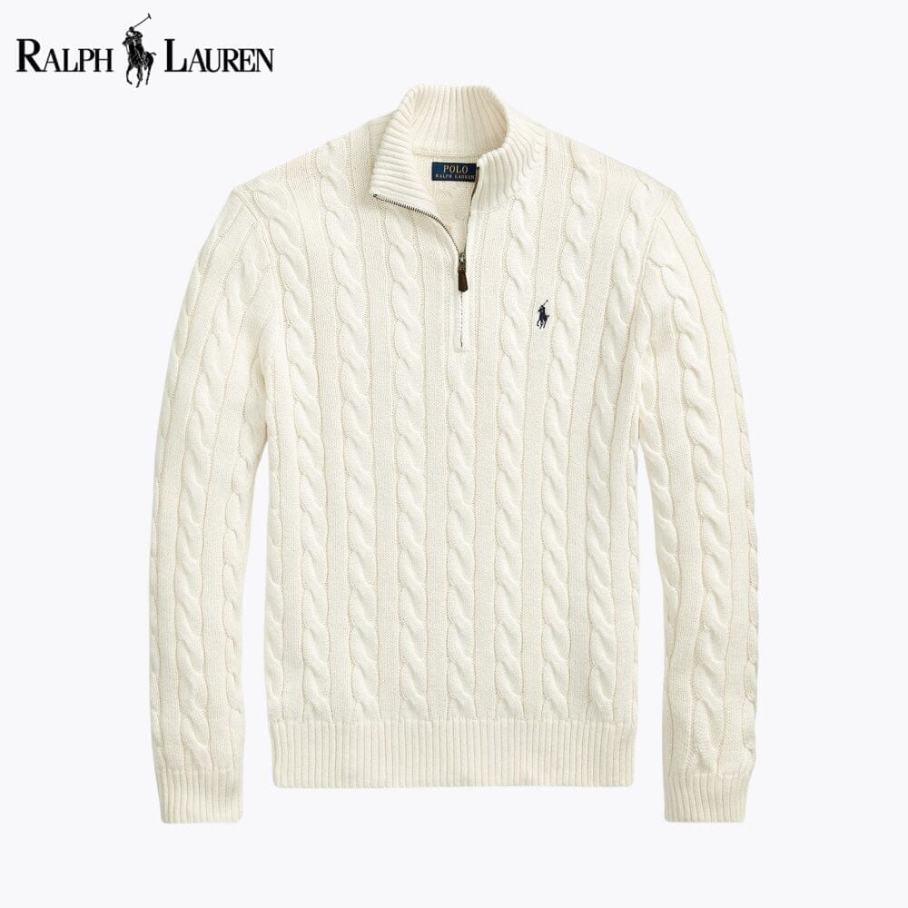 Ralph Lauren Chunky Cable-Knit Cotton Quarter-Zip Sweater