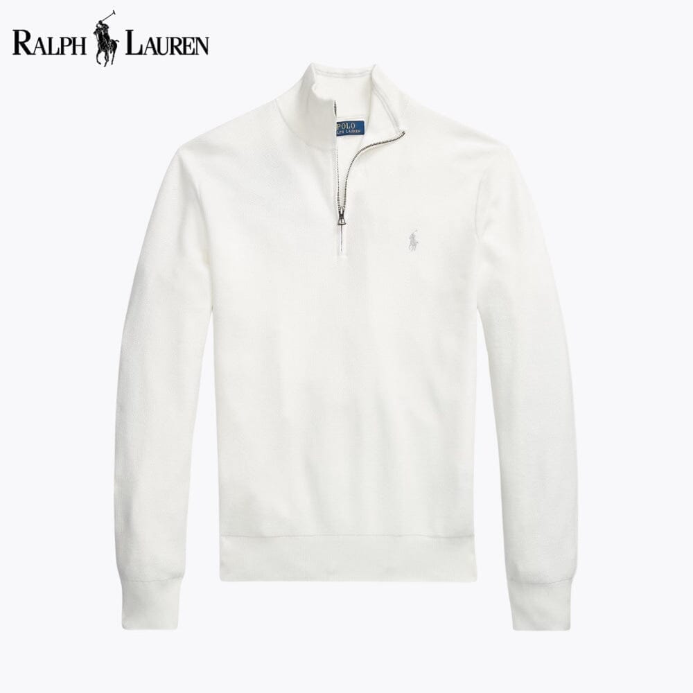 Ralph Lauren Mesh-Knit Cotton Quarter-Zip Sweater