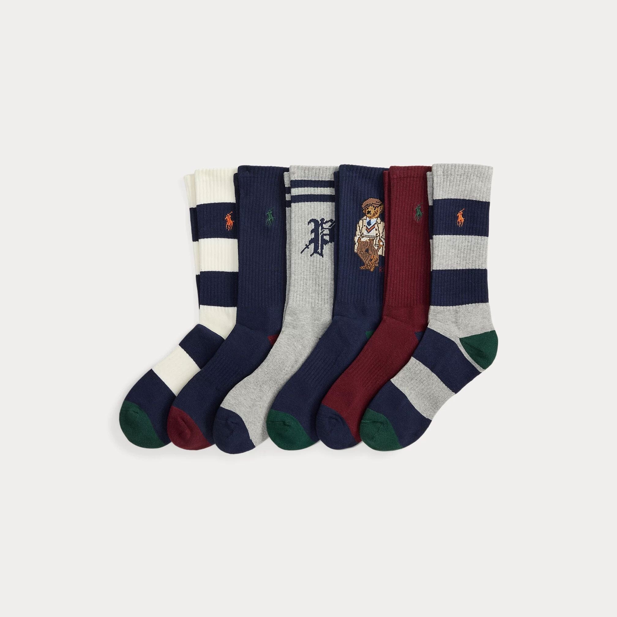 Ralph Lauren Polo Bear Cotton-Blend Crew Sock 6-Pack