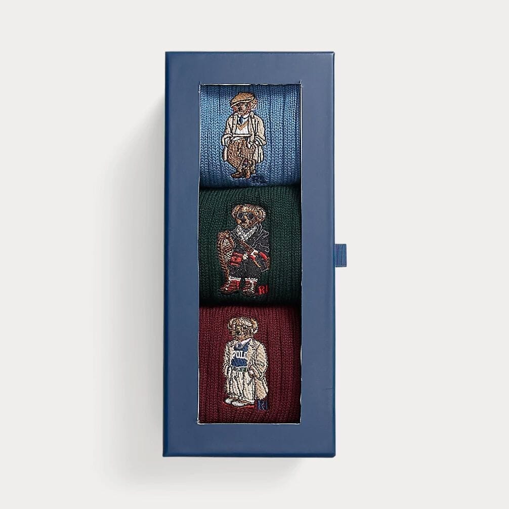 Ralph Lauren Polo Bear Crew 3-Sock Gift Set