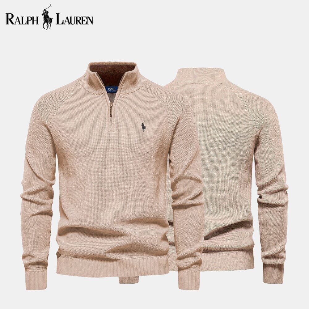 Ralph Lauren Zip Cable-Knit Wool Knit Sweater