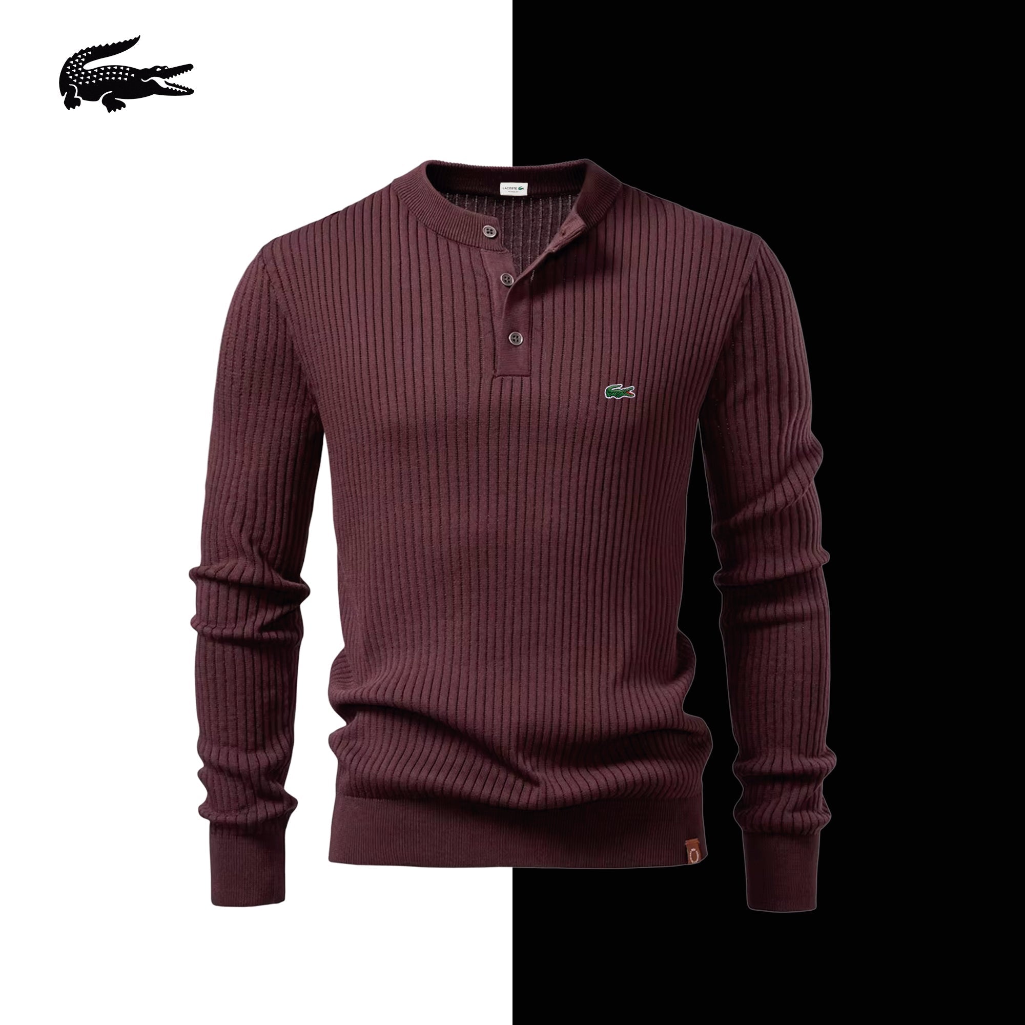 Lacoste Windsor Ribbed Knit Henley