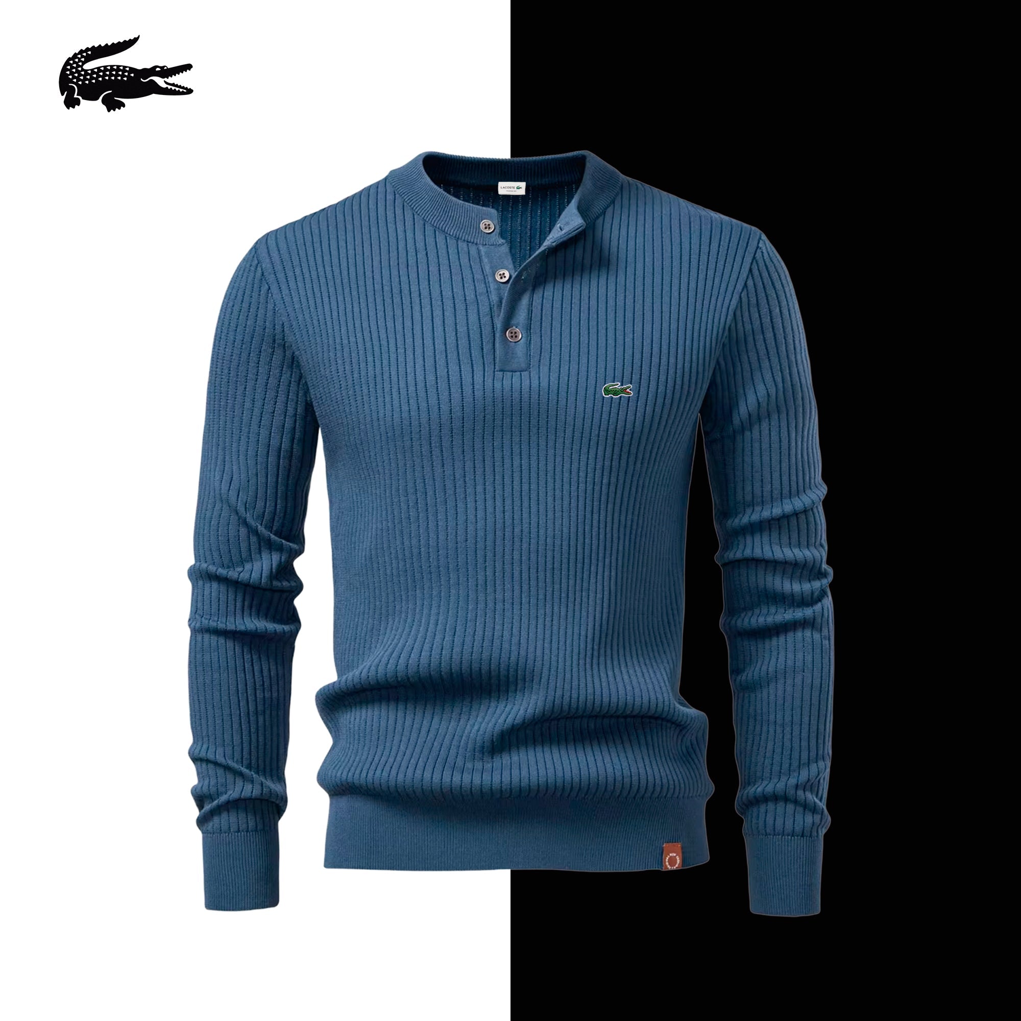 Lacoste Windsor Ribbed Knit Henley