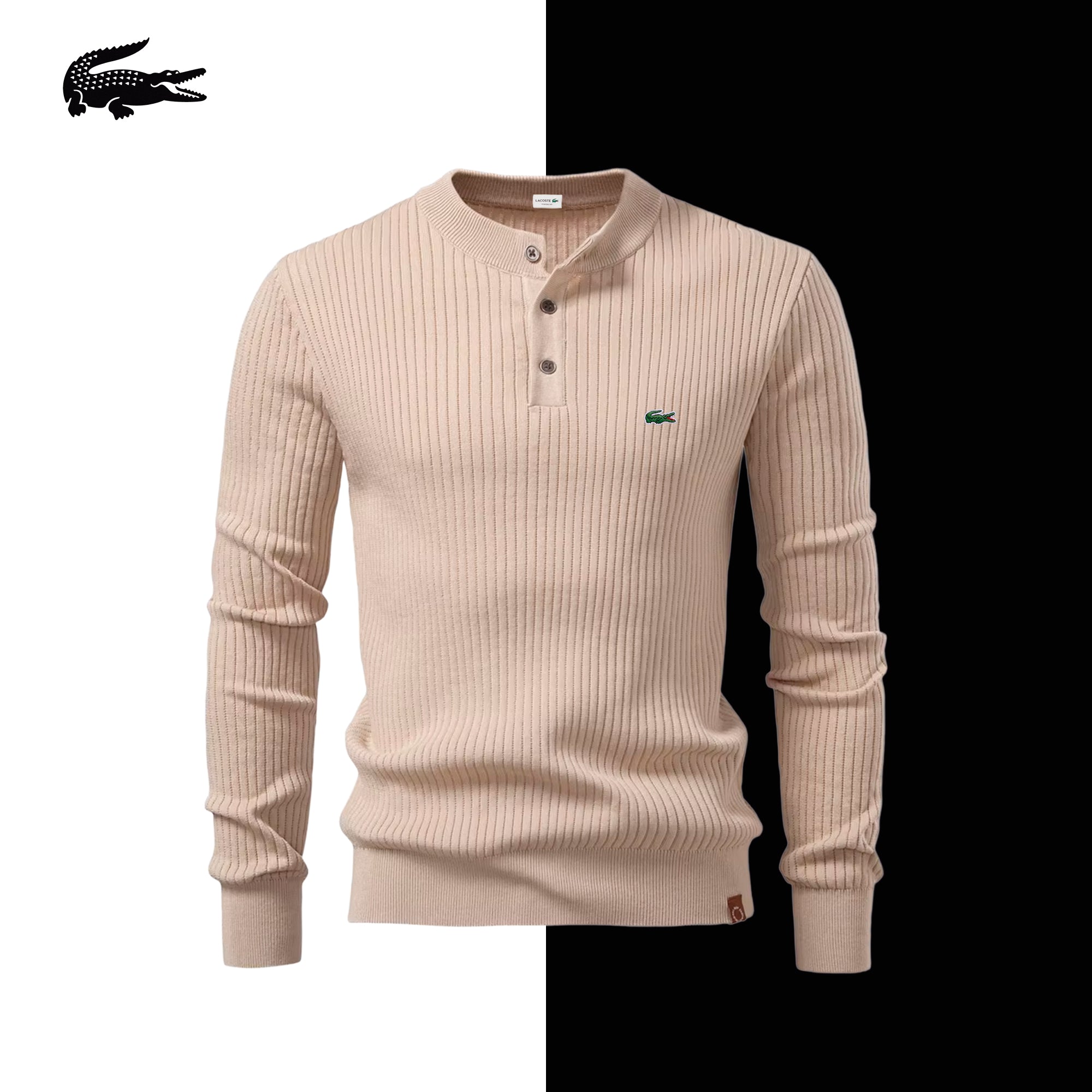 Lacoste Windsor Ribbed Knit Henley