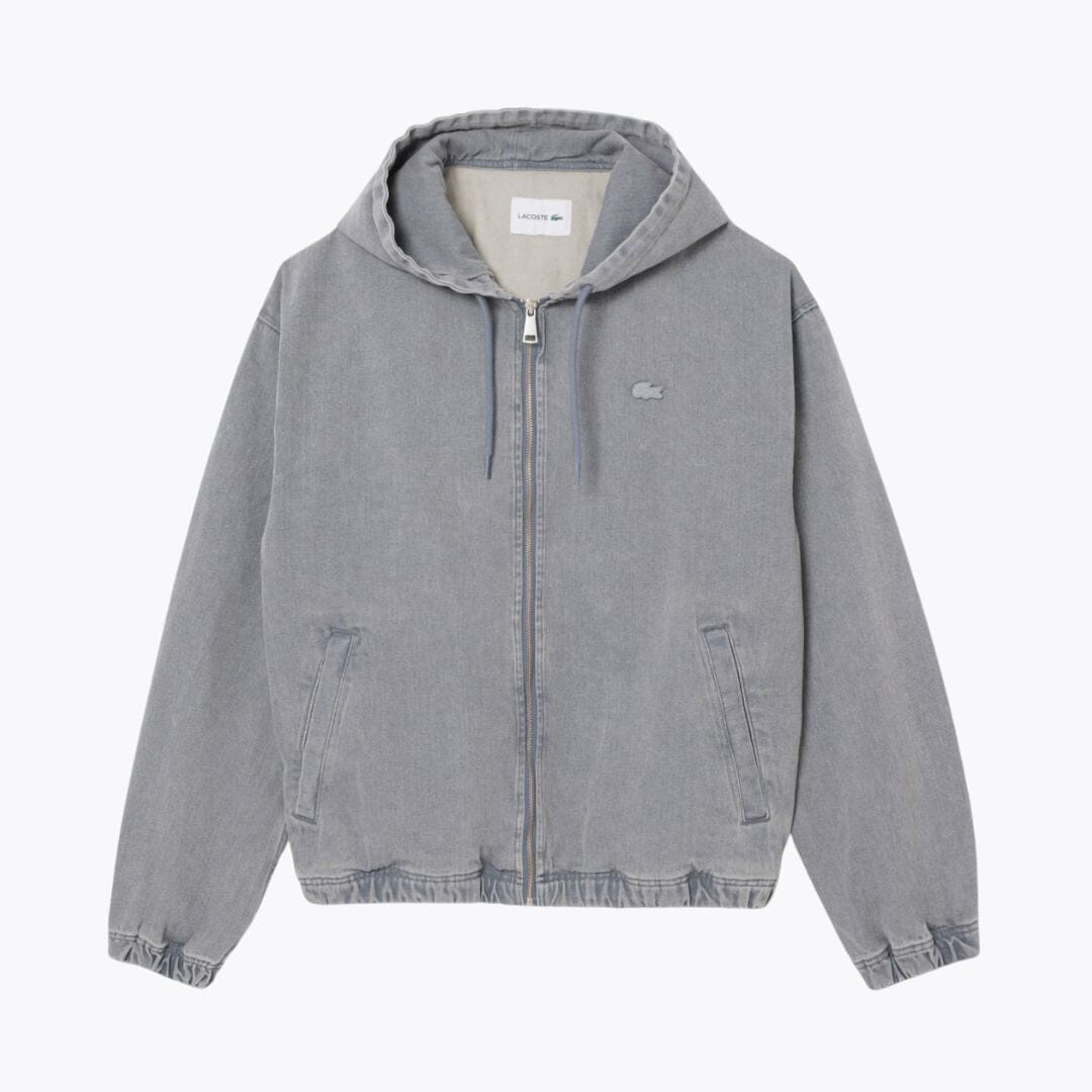 Lacoste Washed Effect Denim Hooded Jacket
