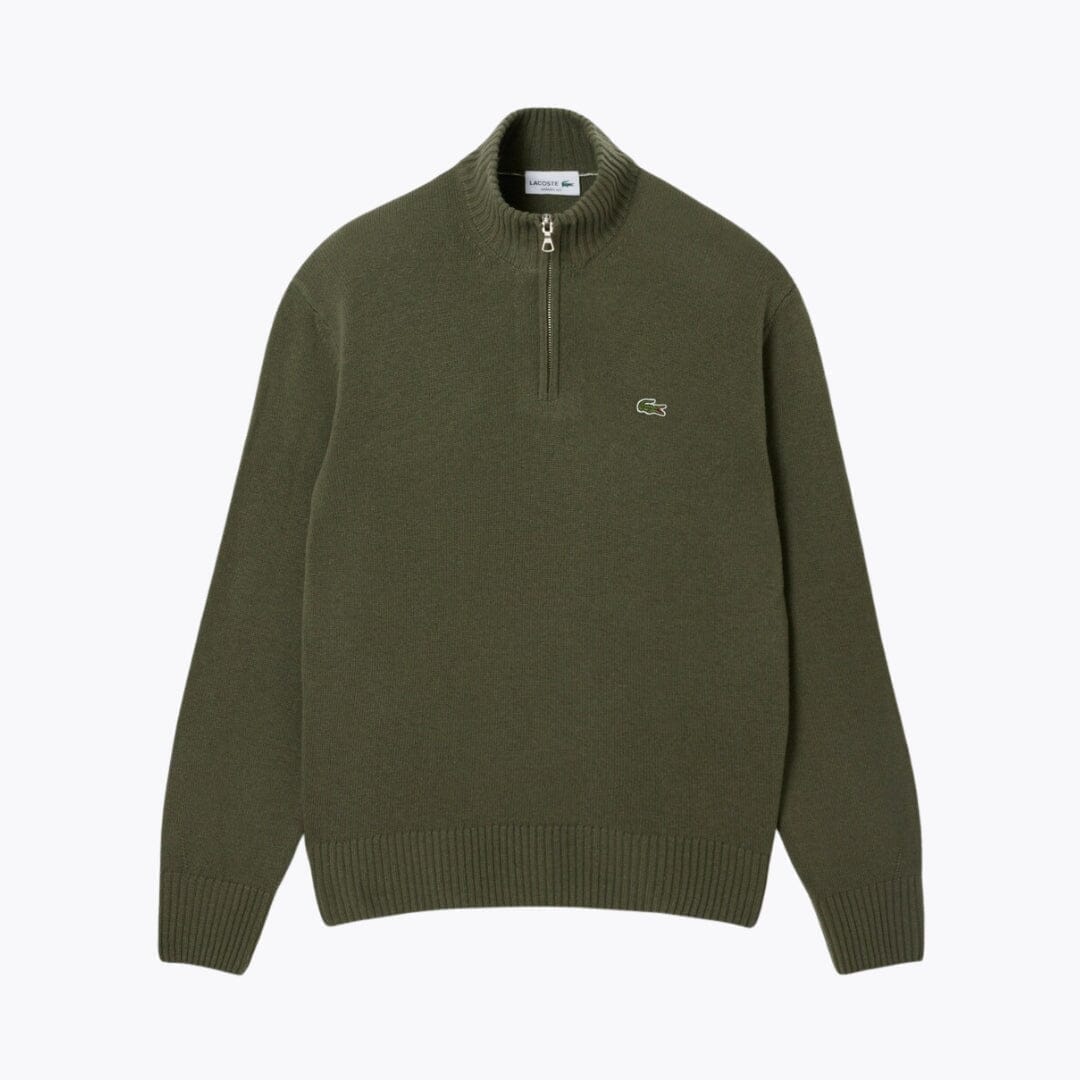 Lacoste Zipped High Neck Carded Wool Sweater