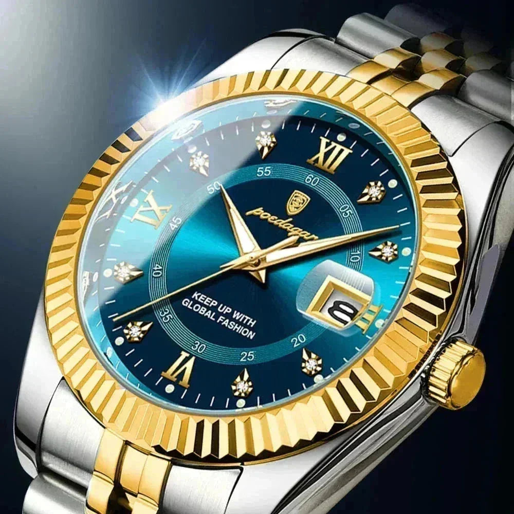 Poedagar Goldenstar – 40Mm Watch | Waterproof | Stainless Steel