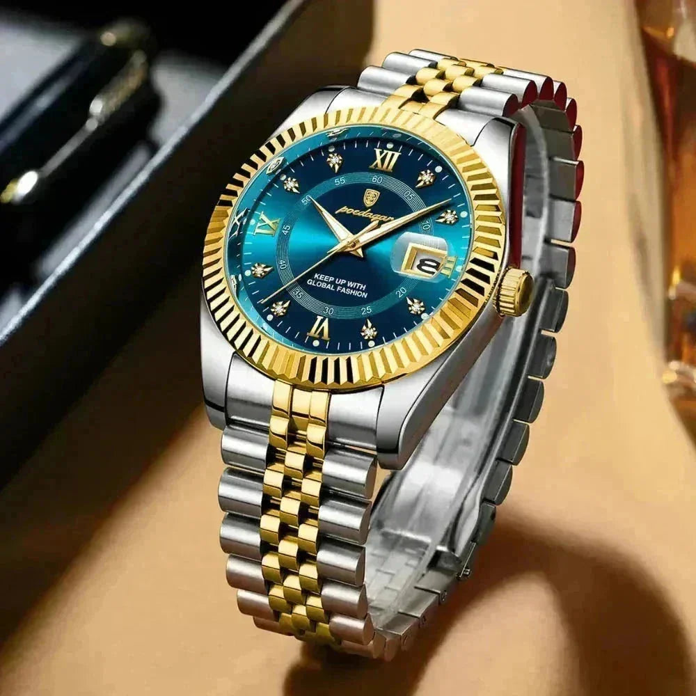 Poedagar Goldenstar – 40Mm Watch | Waterproof | Stainless Steel