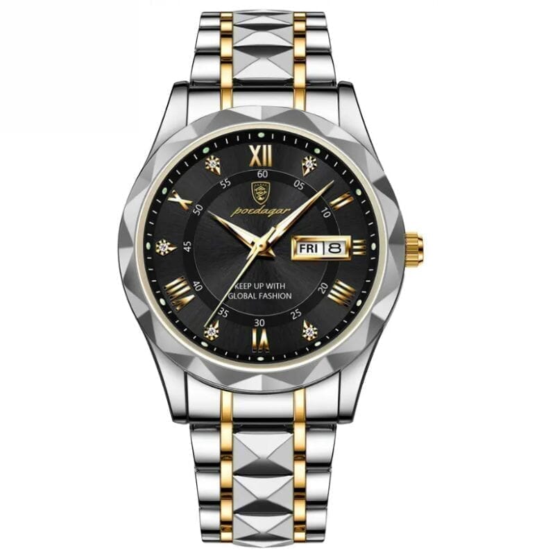 Poedagar Luminous Steel Watch 40 Mm – Waterproof | Transfer Steel