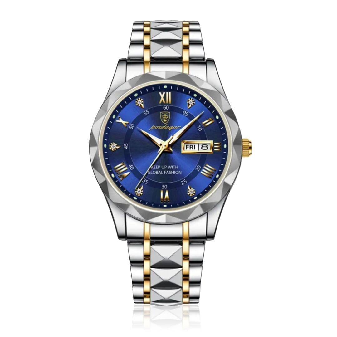 Poedagar Luminous Steel Watch 40 Mm – Waterproof | Transfer Steel