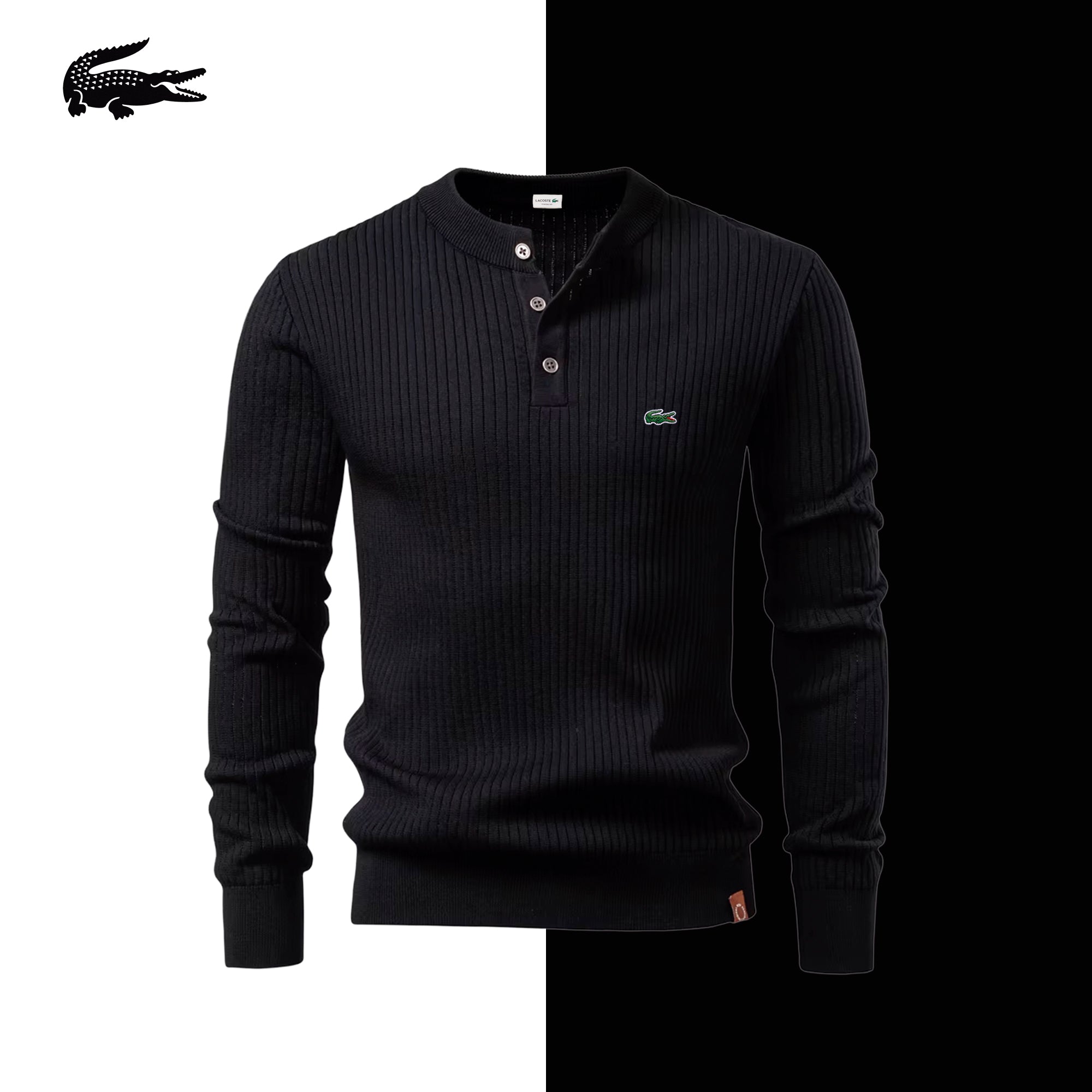 Lacoste Windsor Ribbed Knit Henley