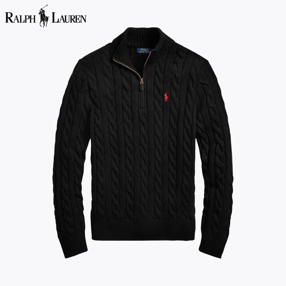 Ralph Lauren Chunky Cable-Knit Cotton Quarter-Zip Sweater