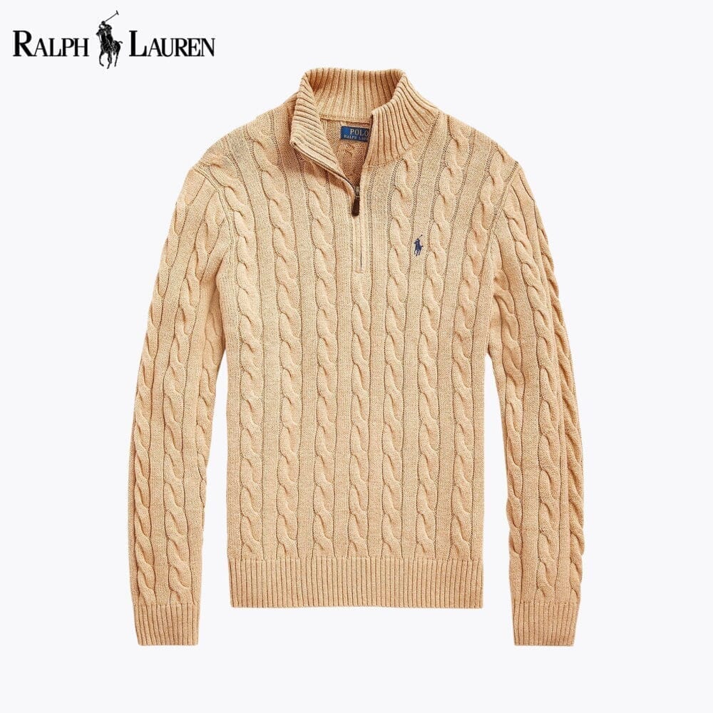 Ralph Lauren Chunky Cable-Knit Cotton Quarter-Zip Sweater