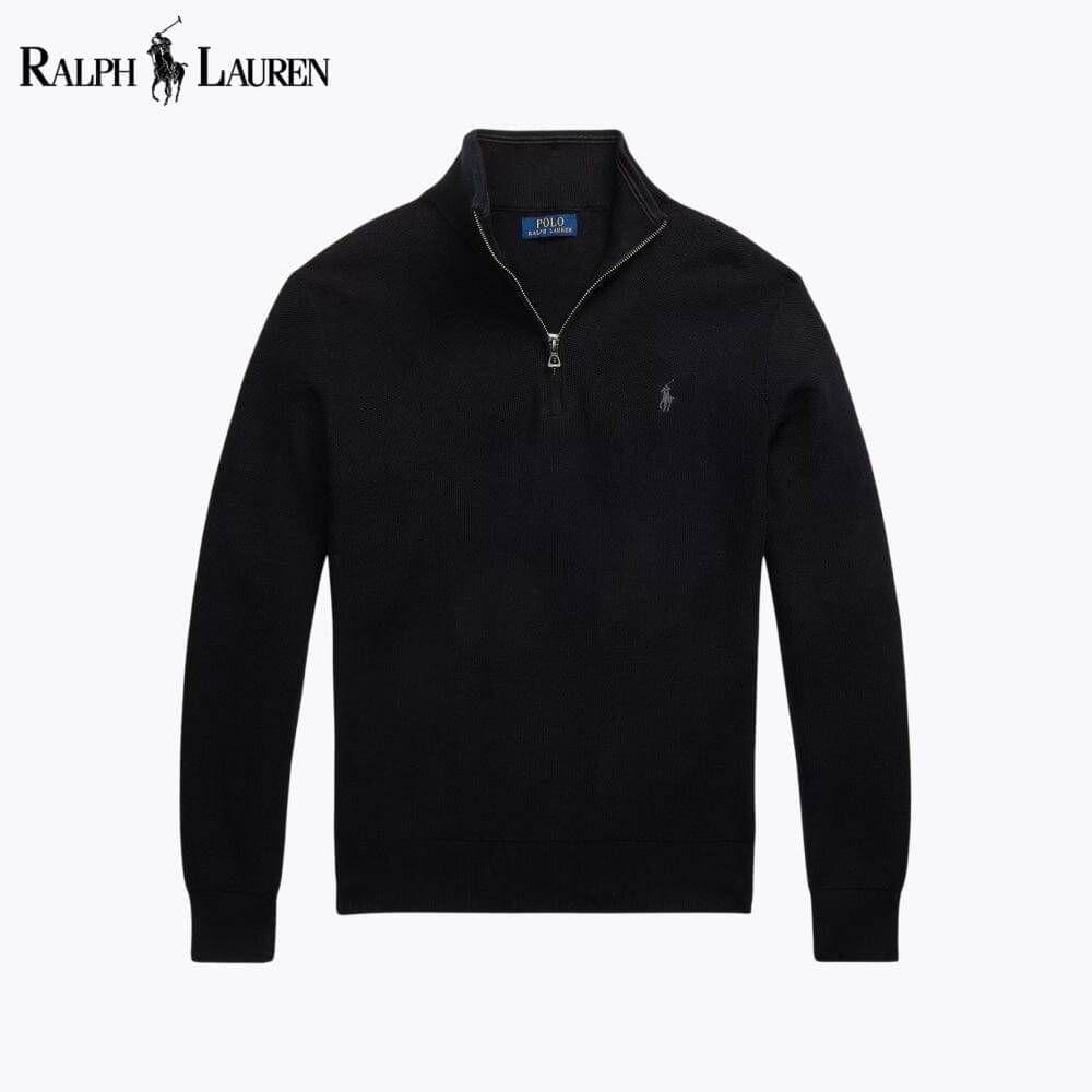 Ralph Lauren Mesh-Knit Cotton Quarter-Zip Sweater