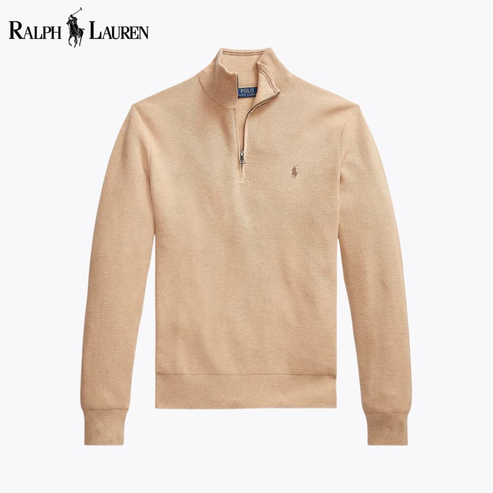Ralph Lauren Mesh-Knit Cotton Quarter-Zip Sweater
