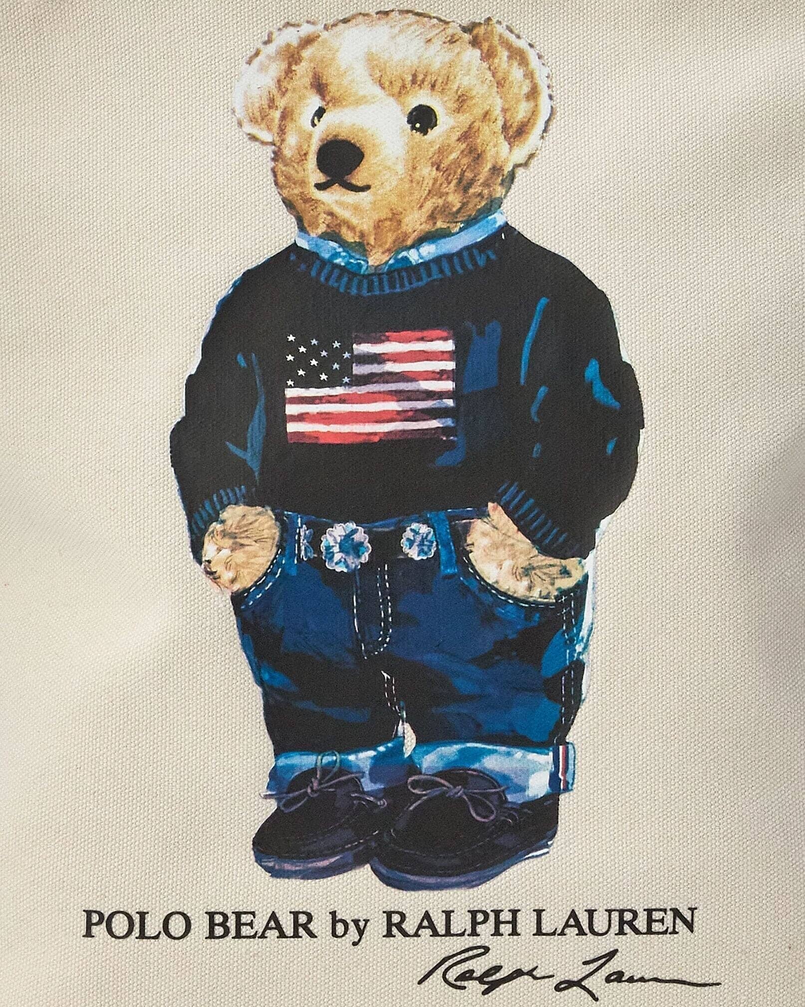 Ralph Lauren Polo Bear Cotton Canvas Tote