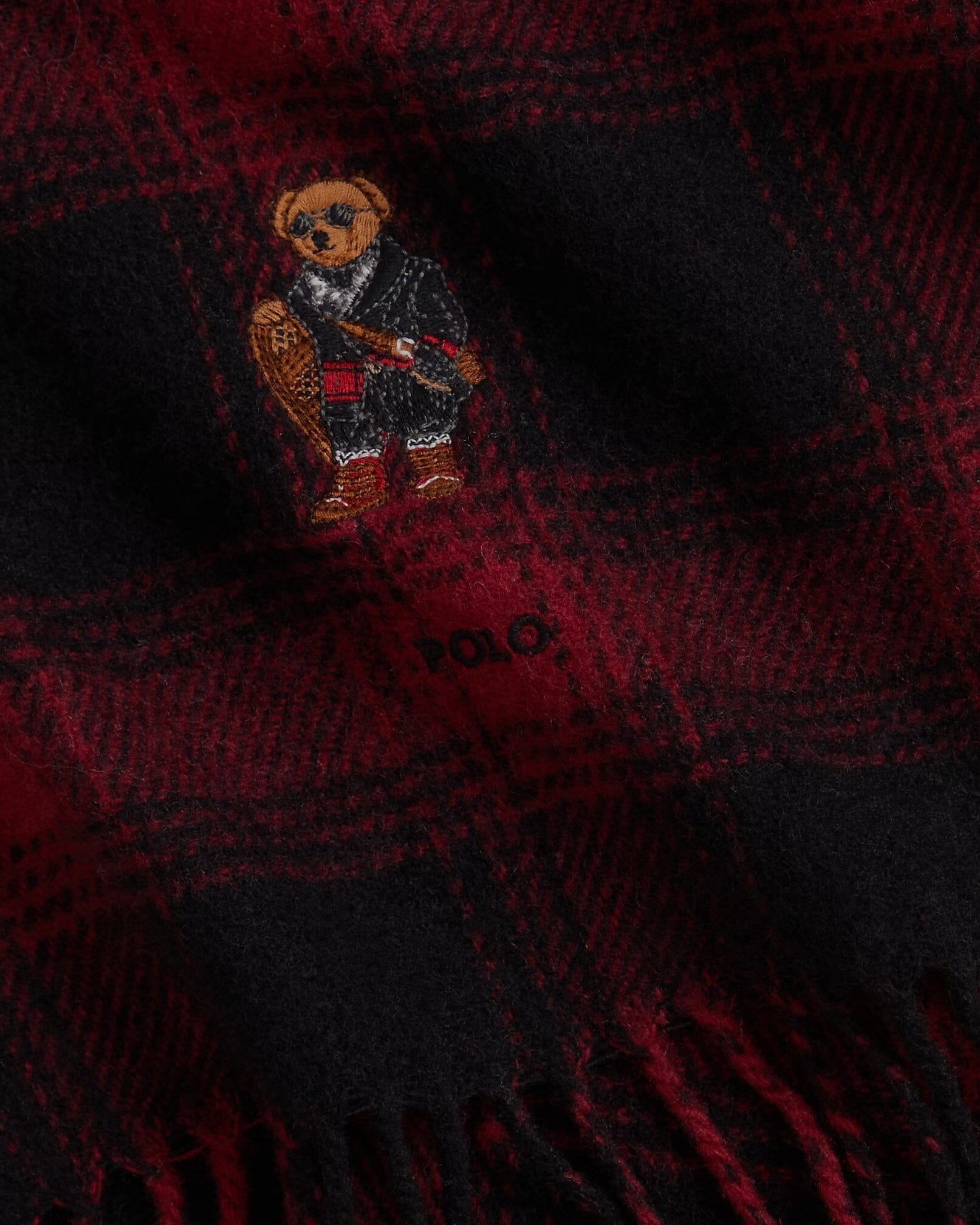 Ralph Lauren Polo Bear Plaid Wool Scarf