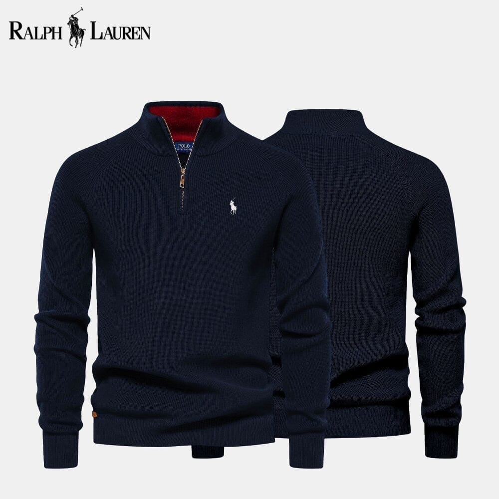 Ralph Lauren Zip Cable-Knit Wool Knit Sweater
