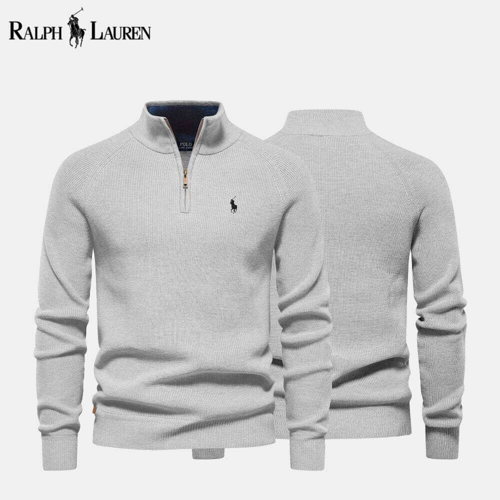 Ralph Lauren Zip Cable-Knit Wool Knit Sweater