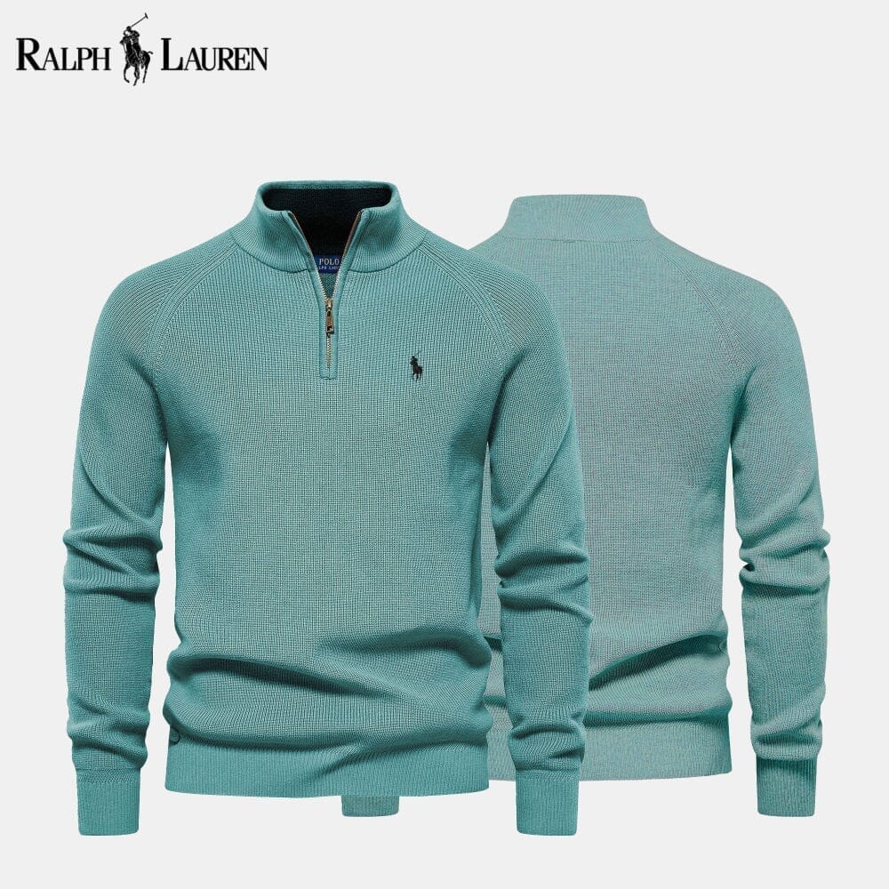 Ralph Lauren Zip Cable-Knit Wool Knit Sweater