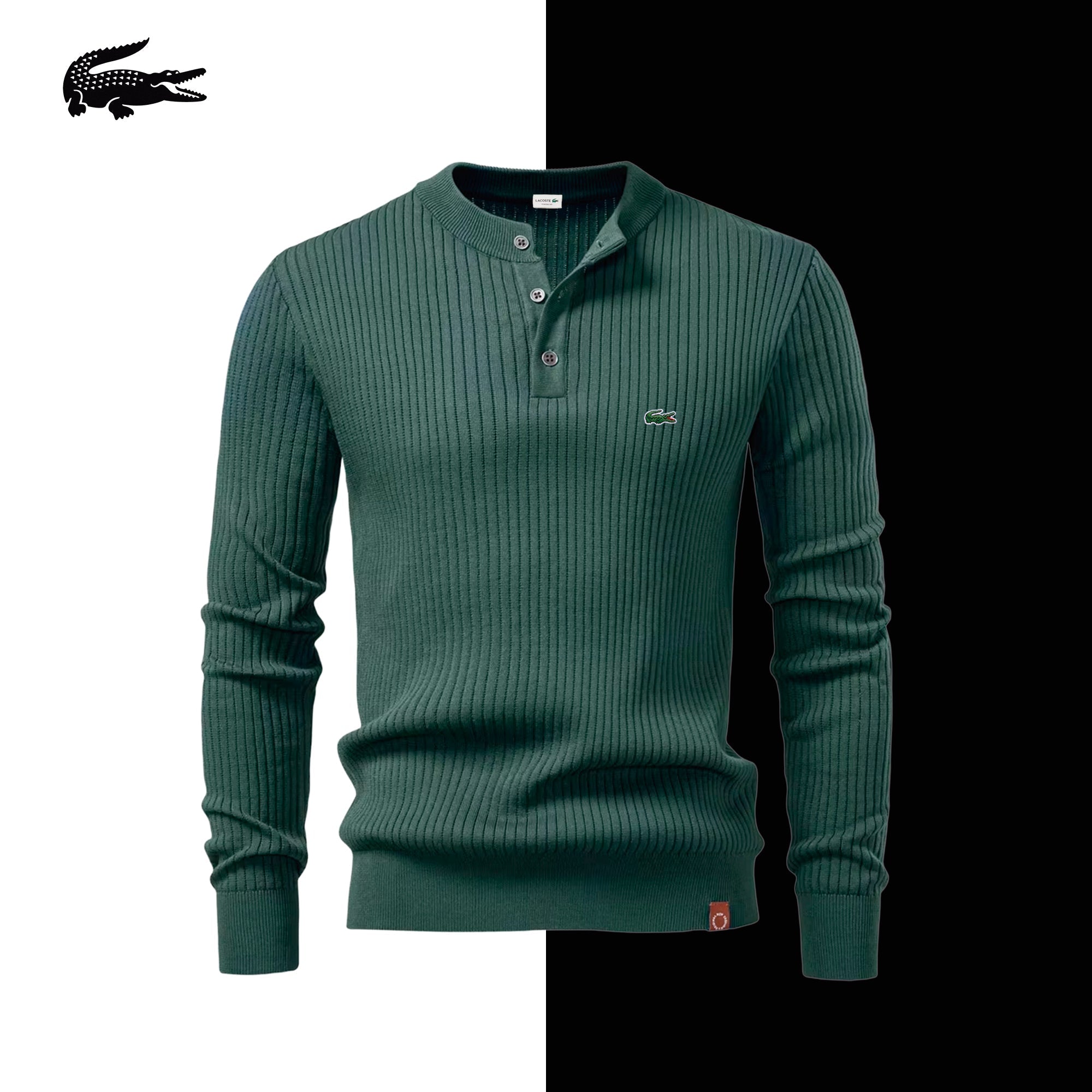 Lacoste Windsor Ribbed Knit Henley